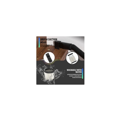 Aspirator 3 in 1 cu functie de mop, capacitate 15 litri, putere 2000W, negru si albastru, cu accesorii incluse