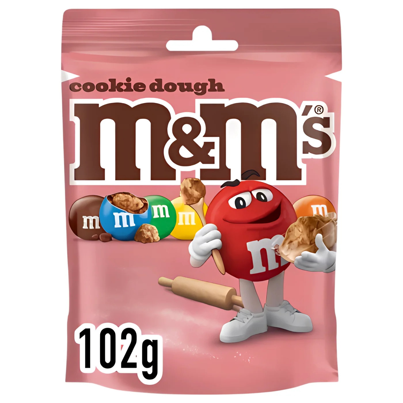 Bomboane de ciocolată M&M, Cookie Dough, 102g, colorate, umplutură