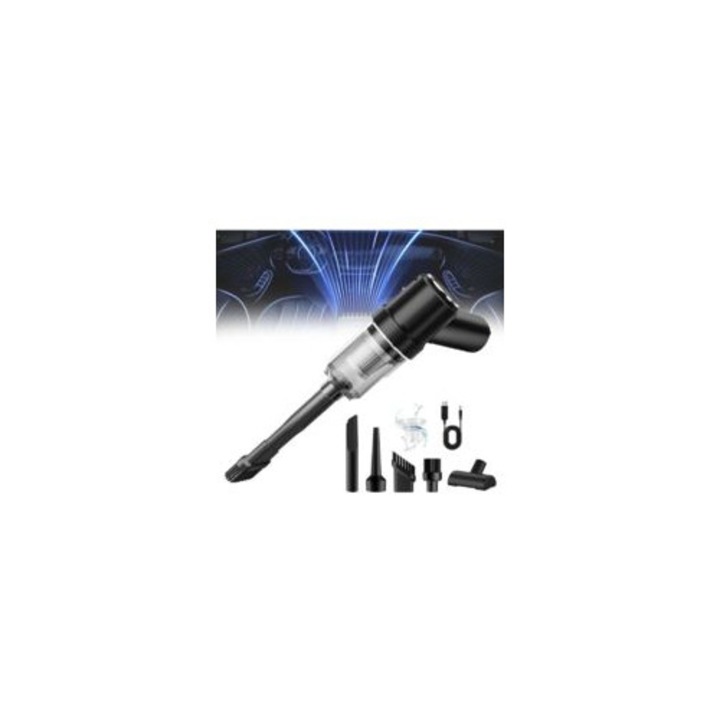 Aspirator auto fara fir, 8000 Pa, 500 ml, 5 accesorii, 180x158x66mm