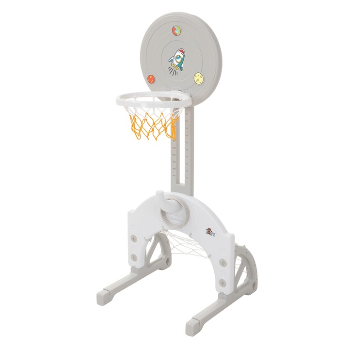 Joyz 3 az 1-ben kosárlabda kosár gyerekeknek, állítható magasságú, focikapuval és gyűrűdobóval, beltéri/kültéri, multifunkcionális sportjátékok, labdákat és karikákat tartalmaz