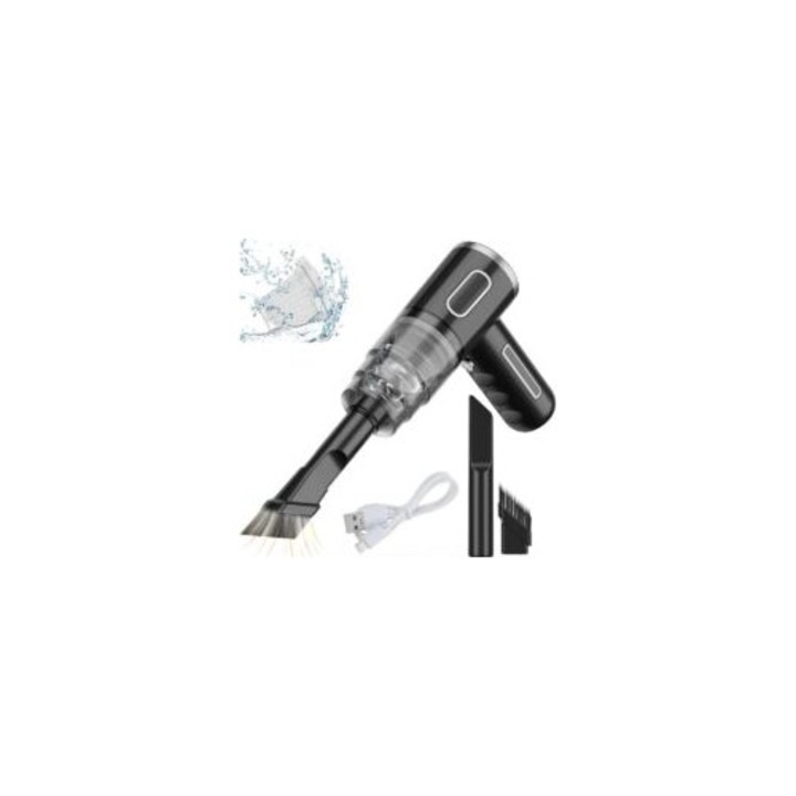 Aspirator auto mini fara fir, 29000 Pa, 28 W, 36 V, negru, 16.7x14.5cm