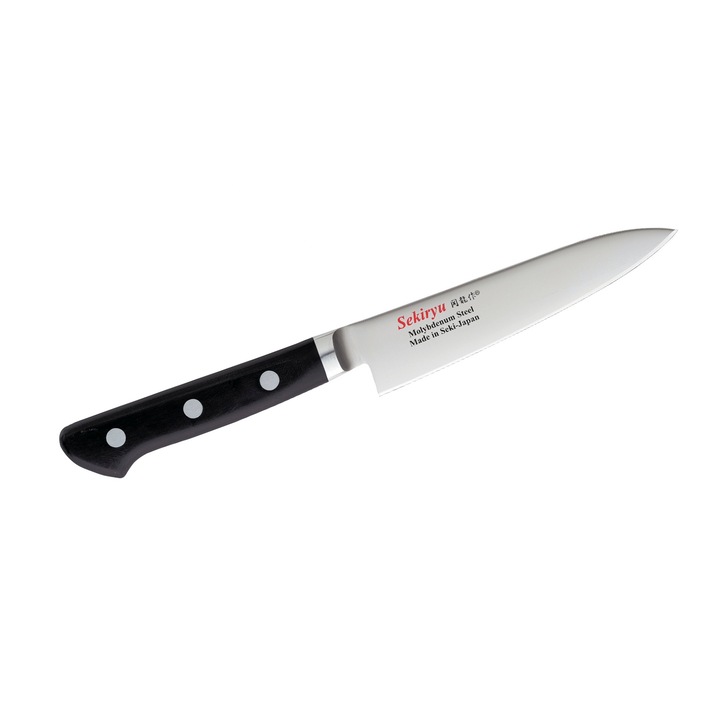 SEKIRYU KUROI TORI Petty kés 120mm, AUS-8 acél, POM nyél, fekete
