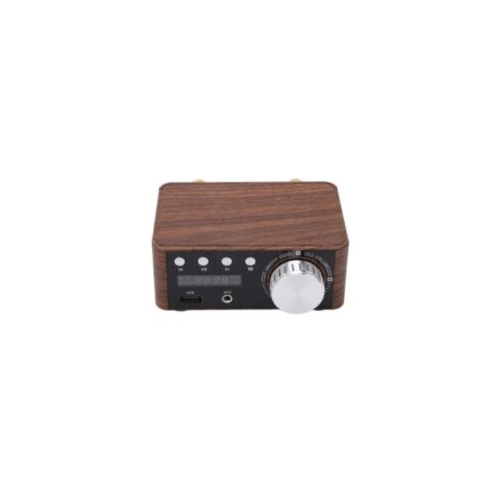 Digitális audio erősítő, 50W, mahagóni, használati útmutatóval együtt
