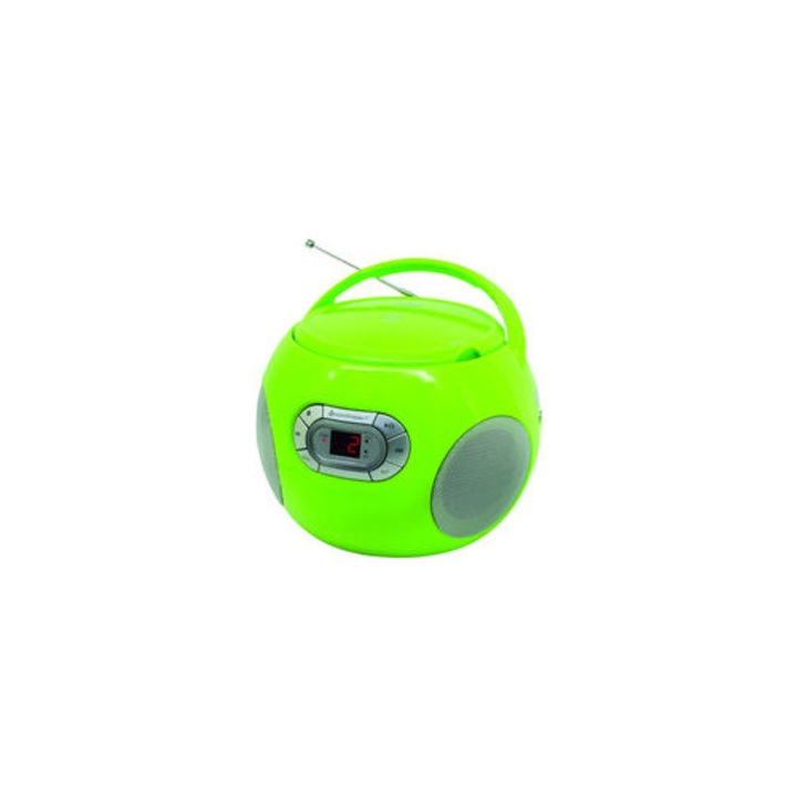 Radio CD portabil, verde, functie audiobook, FM/AM, AUX-IN