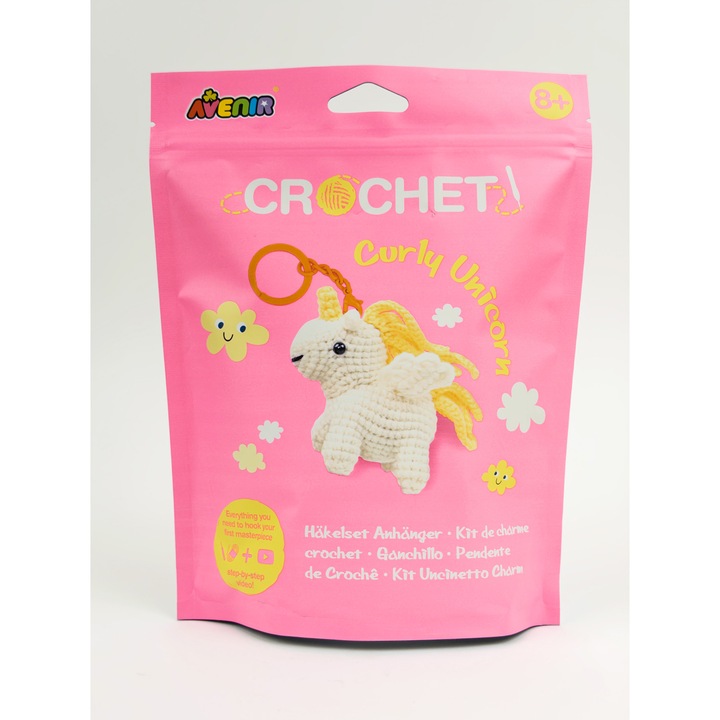 Kit de crosetat pentru copii - Curly Unicorn