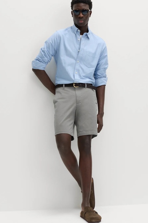Marks & Spencer, Bermude chino cu talie medie, Gri deschis