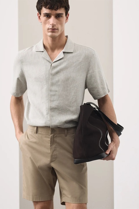 Marks & Spencer, Pantaloni scurti chino cu talie medie, Bej deschis