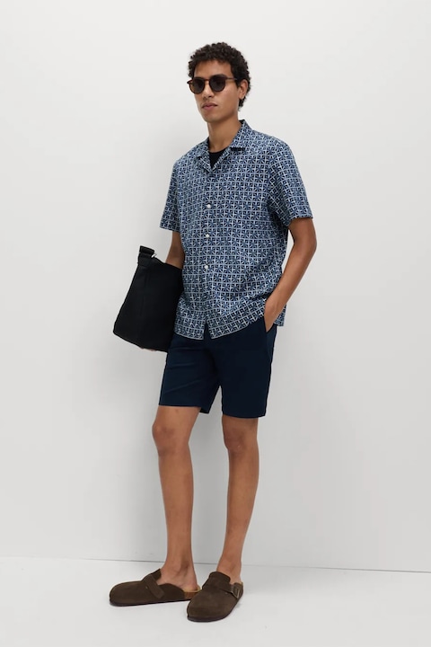 Marks & Spencer, Camasa de bumbac cu model, Albastru inchis