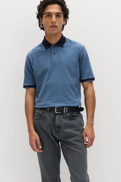 Marks & Spencer, Tricou polo cu garnituri contrastante, Albastru inchis