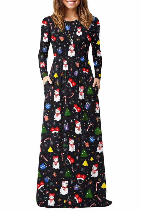 Rochie casual lejera cu buzunare pentru femei, model sarbatori M