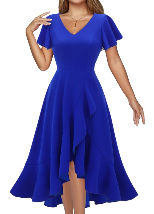 Rochie cocktail dama vintage, tip, Albastru royal