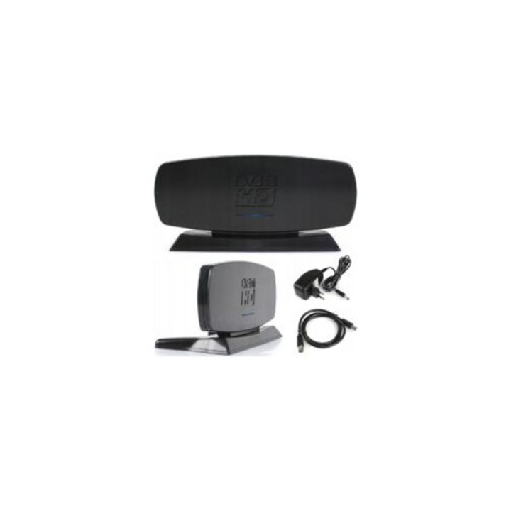 Aktív DVB-T2 HD-400 antenna, állítható 25 dB erősítő, kompakt kialakítás, 22x5x10cm