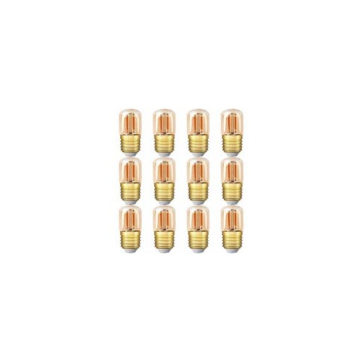 12 db E27 LED cső alakú izzó készlet, 1 W, 2200 K, borostyán színű üveg