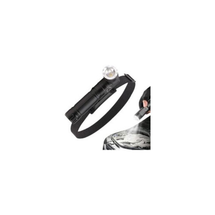 Lanterna 2-in-1 LED, cap rotativ 90°, impermeabila, 14x2.5x2.5cm