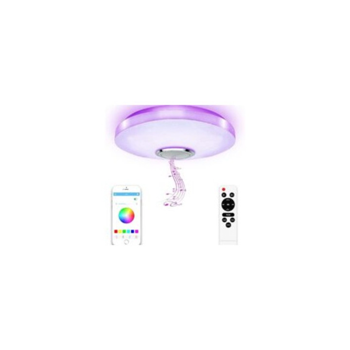 36W LED mennyezeti lámpa beépített Bluetooth hangszóróval, távirányítóval, alkalmazásvezérléssel, meleg fehér, hideg fehér, RGB, 33cm