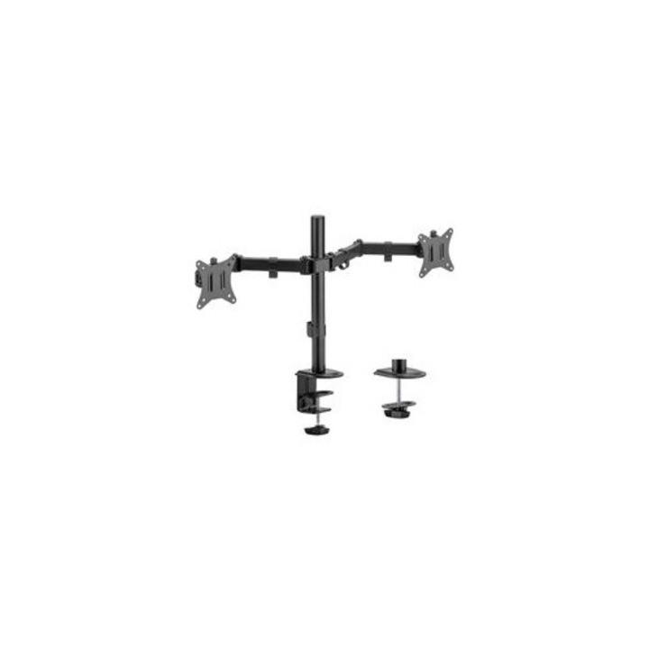 Suport monitor pentru doua monitoare, 32 inch, capacitate 9 kg, montare pe birou, VESA 75/100