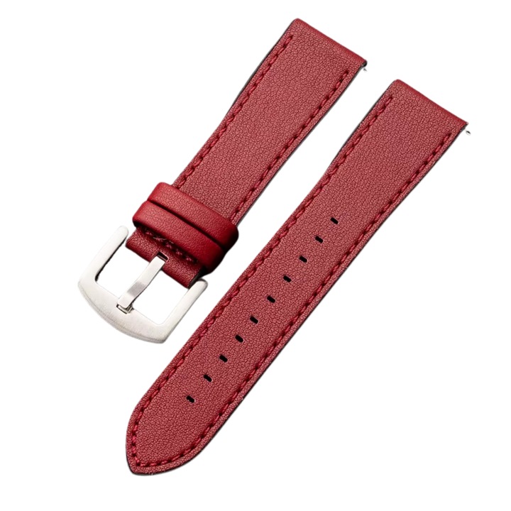 Curea ceas smart 22mm Lumaudio, piele naturală și silicon, roșu, dimensiuni 120x75mm, montaj rapid
