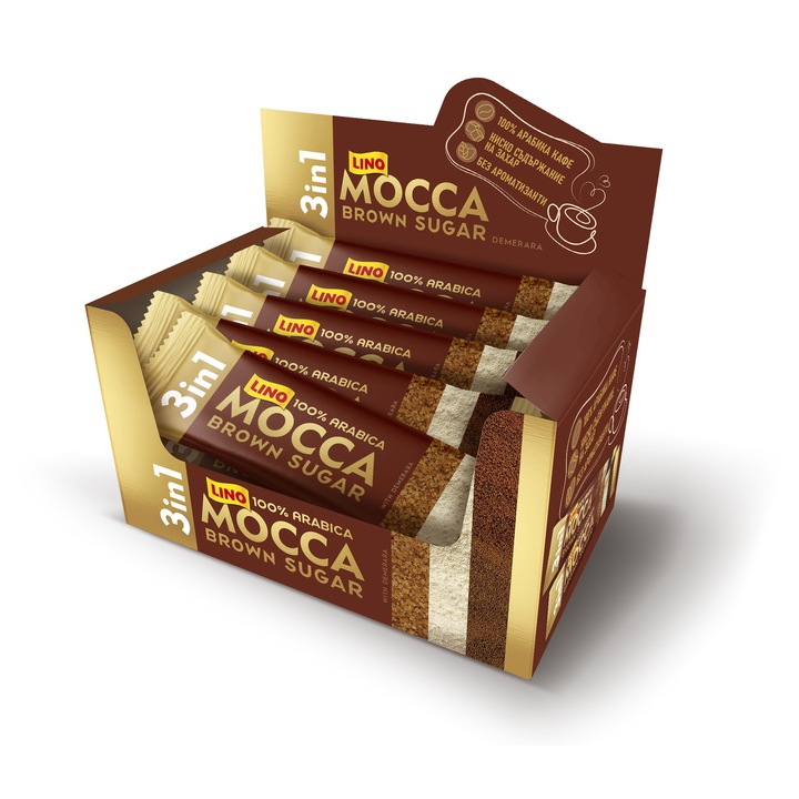 Lino Mossa instant kávé, 3 az 1-ben, barna cukor, doboz 20 x 16 g