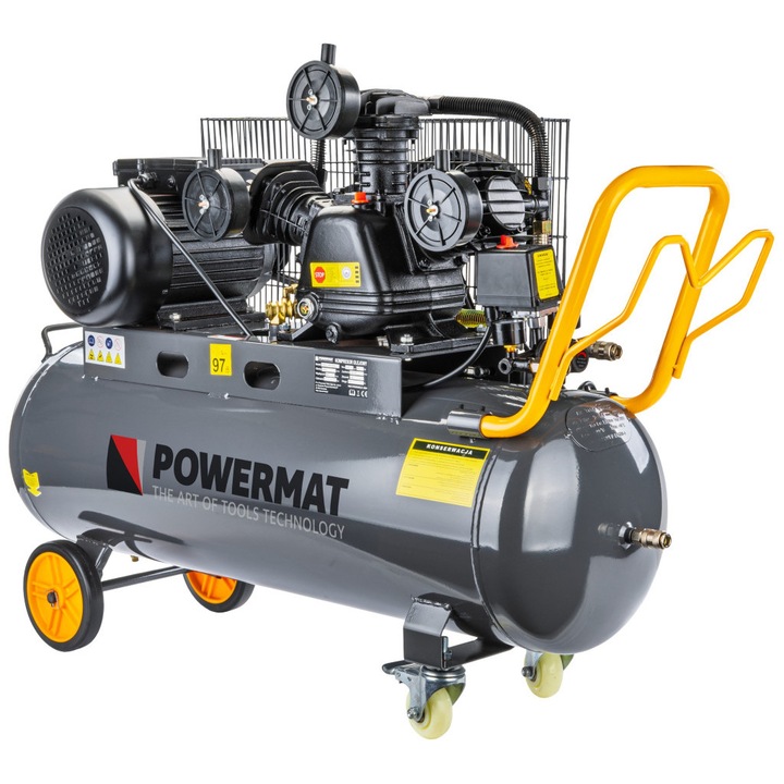 Powermat Olajos Kompresszor – 100L, 3kW, 8 bar – 3 hengeres, 650 l/perc (PM1303)