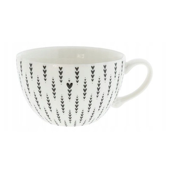 Levesestál, Bastion Collections, fehér szívecskékkel, 450ml, O13cm x H8,5cm