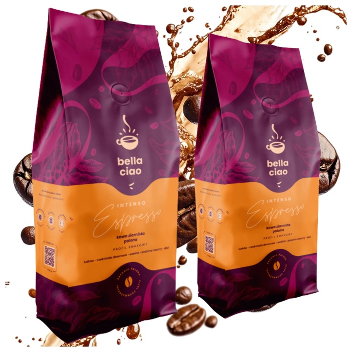 Kávébab 2x 1kg Bella Ciao Espresso Crema, Brazília, Arabica & Robusta, intenzitás 10/12, közepes pörkölés