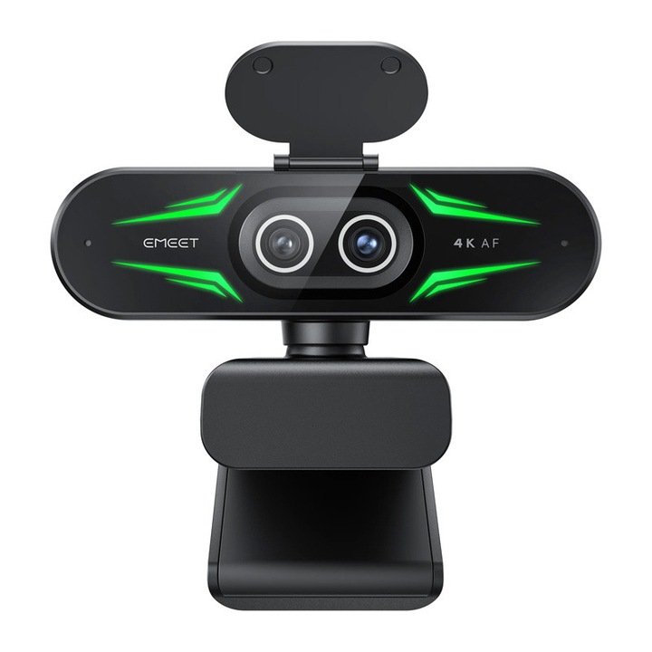 Camera Web duala EMEET SmartCam C60E, 4K / 30 FPS, Luminozitate reglabila, Microfon integrat, ideala pentru birou, USB 2.0, Negru