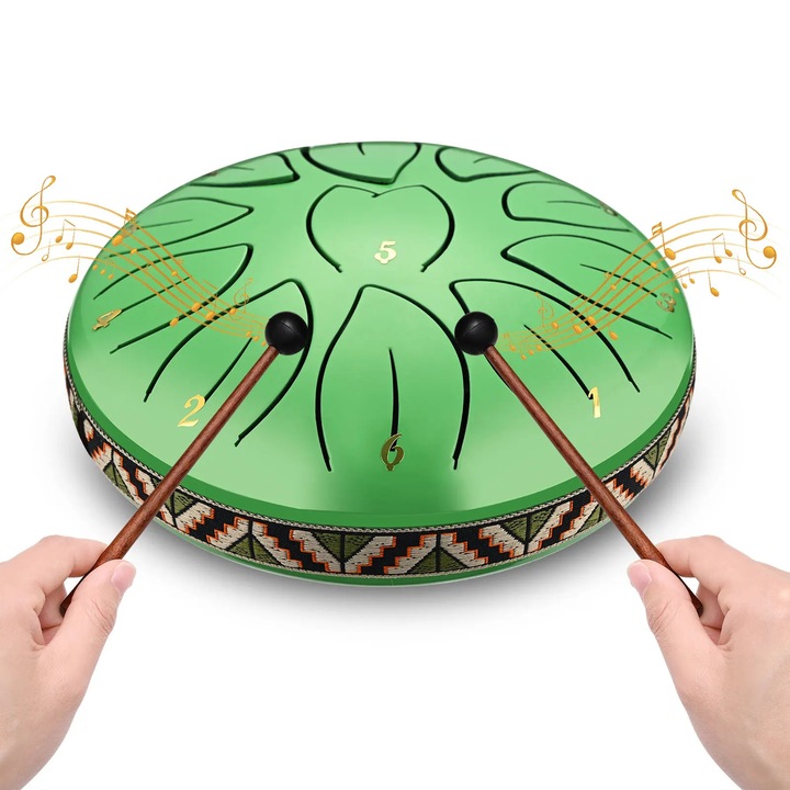 Tobe Tongue Drum acélból, 15,2 cm, 11 hang, burgundi, táskával