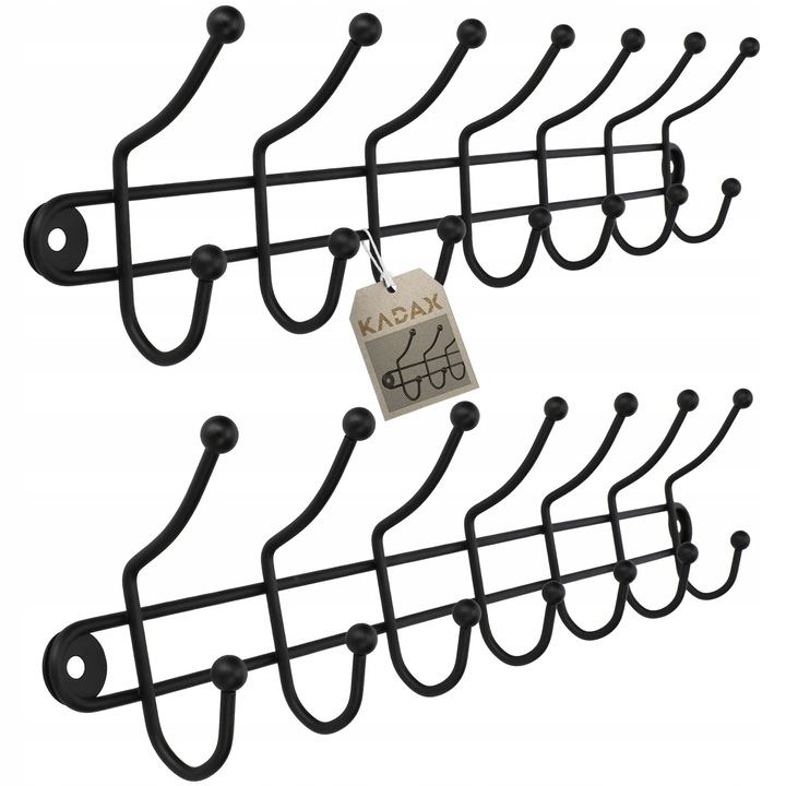 Carlige pentru haine, Suport de perete, 2 bucati, Stil loft, Negru