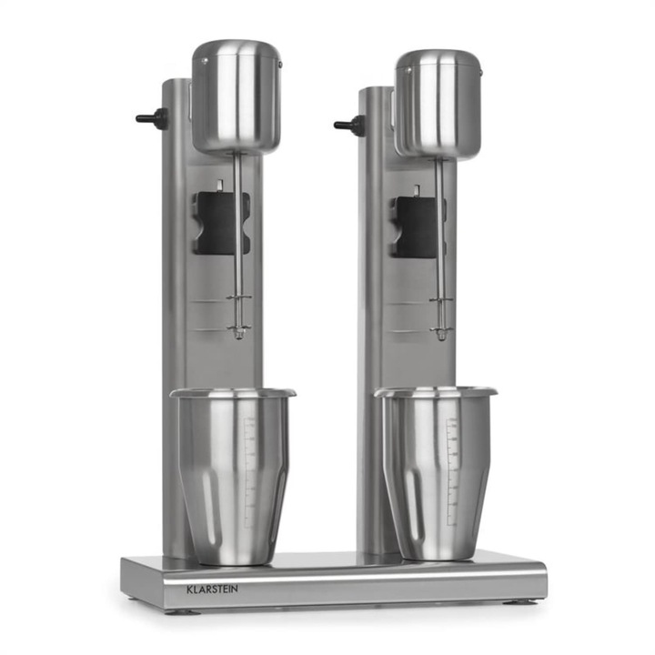 Klarstein, Kraftpaket Ii, Mixer Dublu Pentru Cocktail-Uri De Lapte, Cocktail-Uri De Proteine, 160 W, Otel Inoxidabil