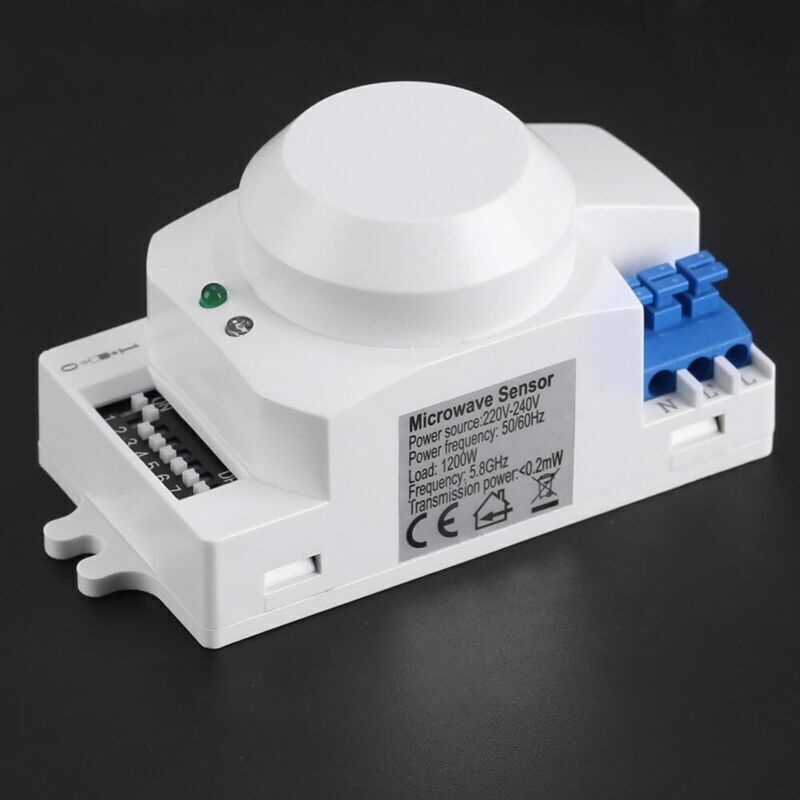 Comutator de miscare cu radar cu microunde, 360°, alb, dimensiuni ...
