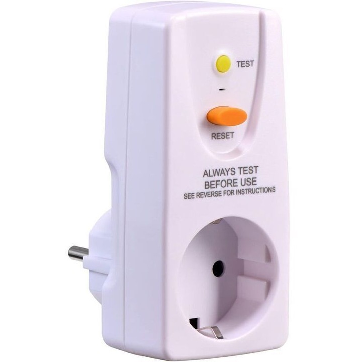 Priza de protectie 16A, 240V, 10mA, material policarbonat ignifug, protectie impotriva socurilor electrice