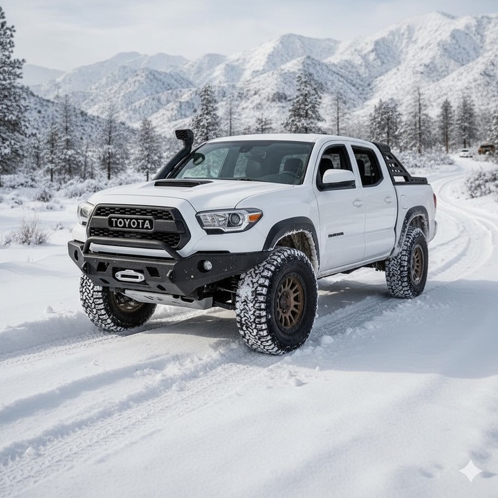 Fém Modell Toyota Tacoma TRD Pro Off-Road, 1:32 Méretarány, Polar Expedition Kiadás, Hátrahúzós, Fények, Hangok, Nyitható Ajtók, Motorháztető, Felfüggesztések