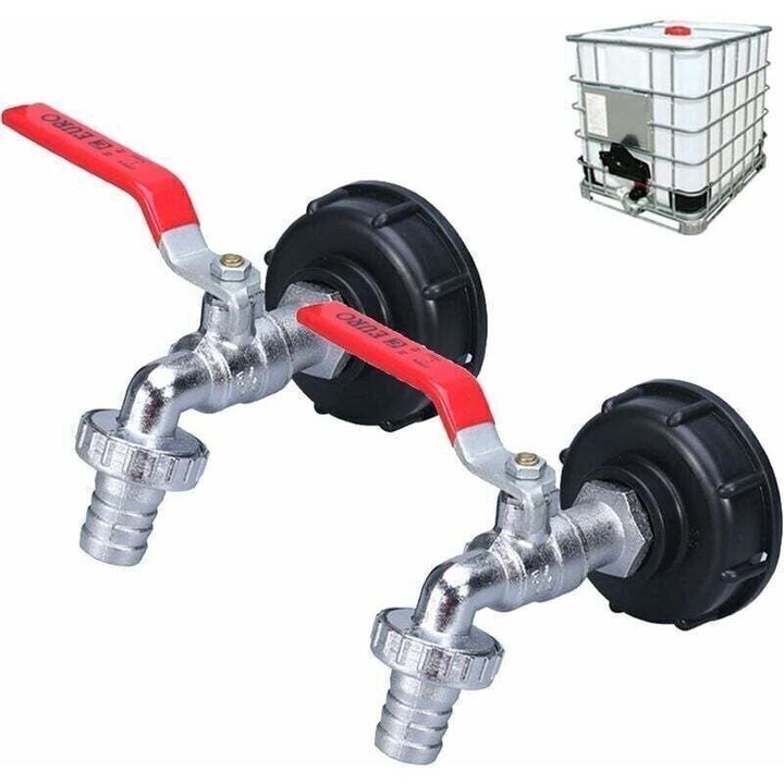 2 db csap IBC 1000L tartályhoz, 1/2", ötvözetből, fagyálló, esővízgyűjtéshez, többszínű
