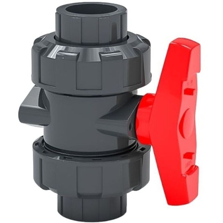 Dupla golyóscsap, 20 mm, PVC, medencékhez, DN32