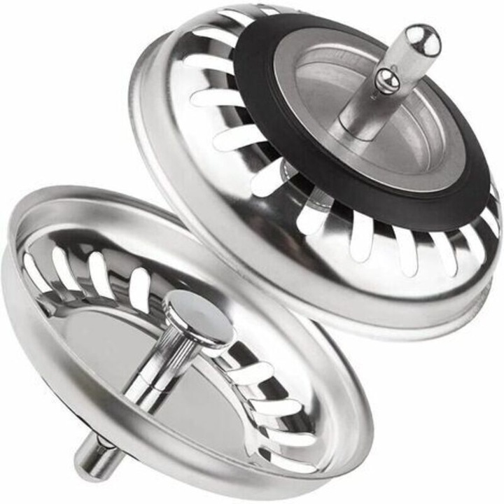 Set de 2 dopuri chiuveta din otel inoxidabil, 79.3mm, pentru bucatarie si baie