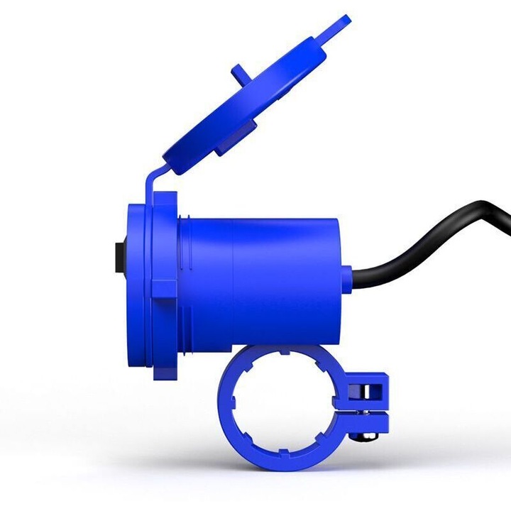 USB зарядно за мотор, черно, 5V/2.1A, размери 57x45mm, включен комплект.