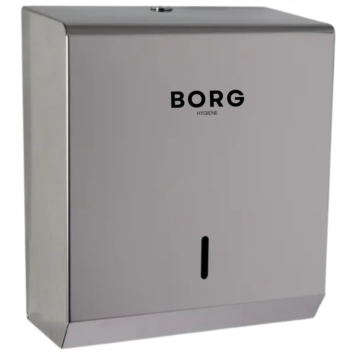 ZZ papírtörlő adagoló, BORG Hygiene, inox, 300x262x128mm