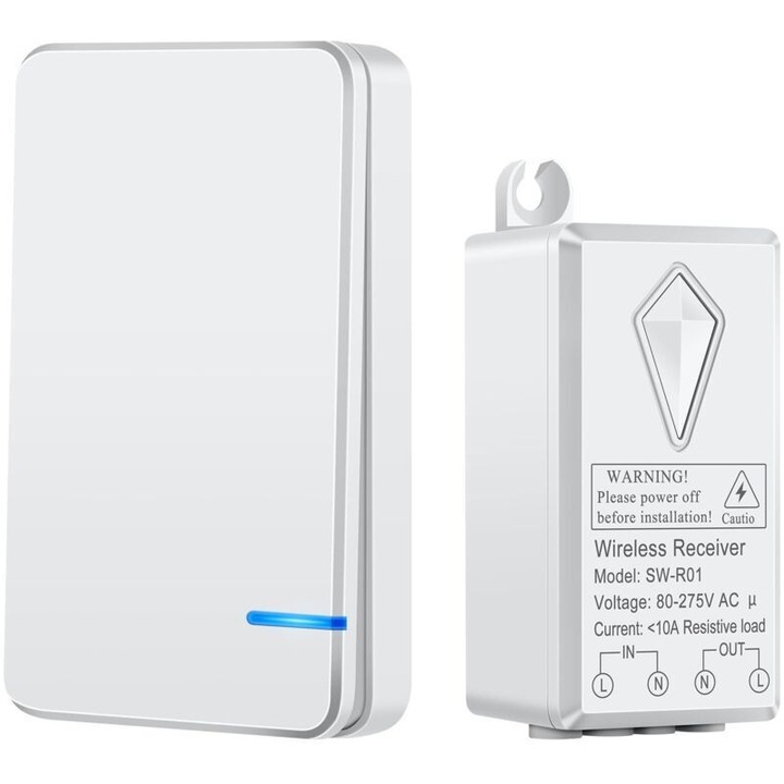 Vezeték nélküli kapcsoló, 433MHz, IP66, dimmelhető, 8 kapcsolóból álló készlet, 7.5x4.8x1.5cm