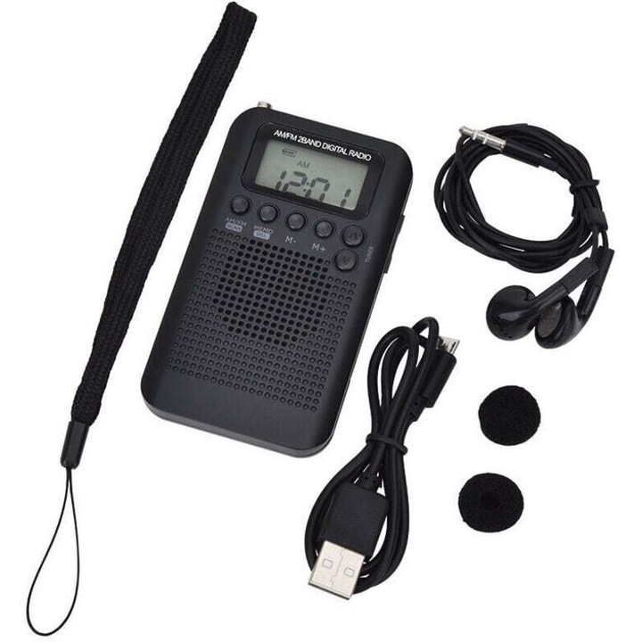 Radio portabil, FM/AM, receptie digitala stereo DSP, 58 statii, 100x60x15mm