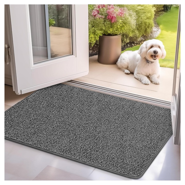 Fürdőszoba/Bejárati szőnyeg, OPTIM DEKO, csúszásgátló, vízálló, szürke, 90x60cm