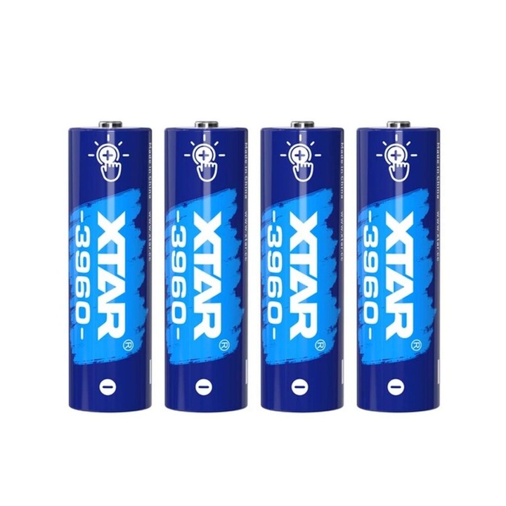 Acumulator Li-Ion 1.5V Xtar AA 3960 set 4 bucati, LED indicator a nivelului de incarcare, functia tensiune scazuta, 2500 mAh