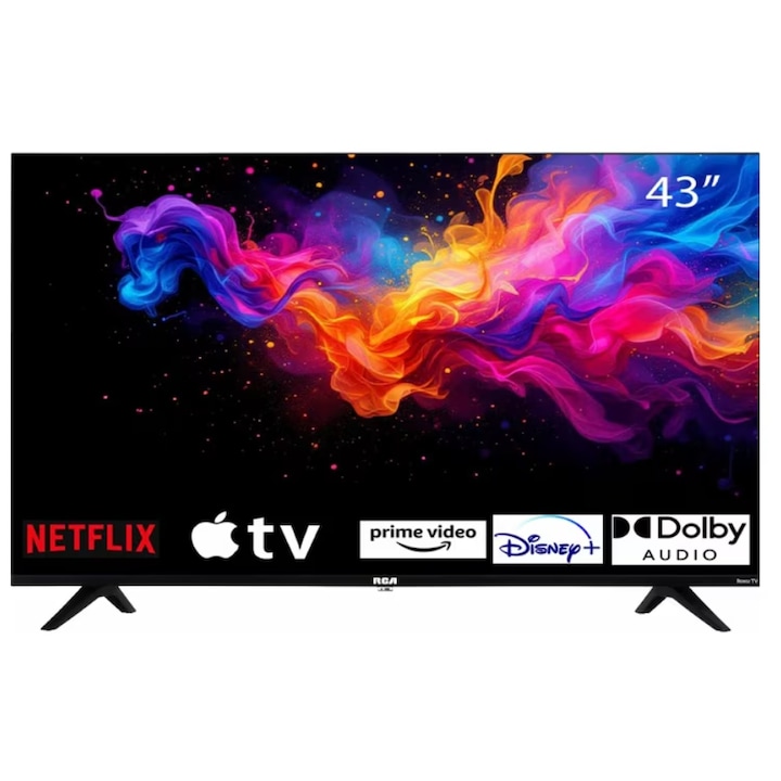Smart Televízió RCA RK43UN1 43” UHD 4K LED Smart televízió, Roku TV, Wi-Fi, HDR10, Dolby Audio, hangvezérlés, 3× HDMI, hármas tuner