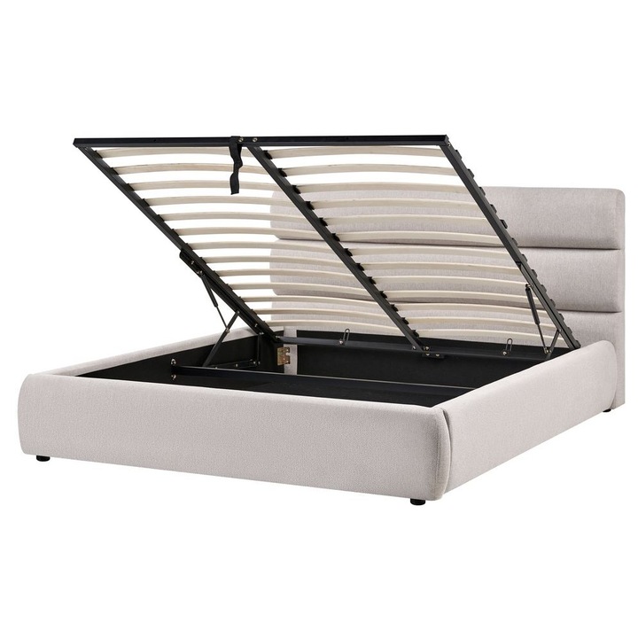 Ágyneműtartós ágy Művászon Bonifacio 160 x 200 cm Szürke