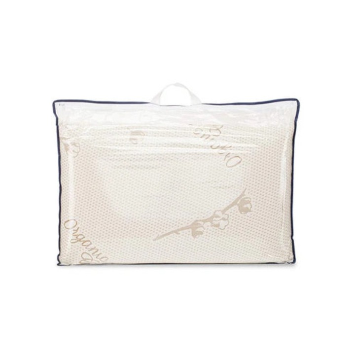 Perna clasica MHR 40x70cm, spuma cu memorie, alb/maro, inaltime 11cm