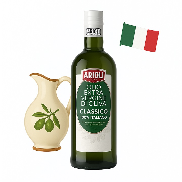 Ulei de măsline extravirgin, Arioli, 100% italian, presat la rece, 1 litru, sticlă 1 bucată