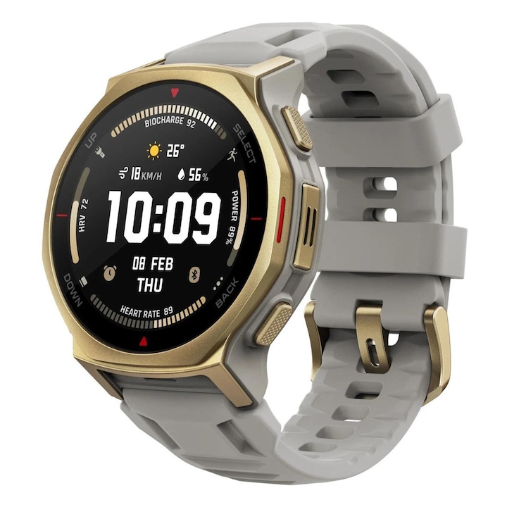 Smartwatch Amazfit T-Rex 3 Pro, unisex, silicon, Arctic Gold, 1.5'' AMOLED, rezistent la nivel militar