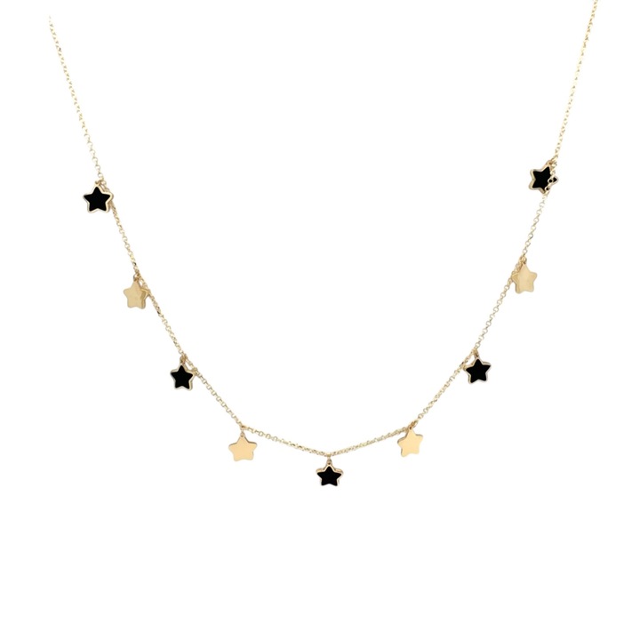 Lantisor din aur galben Antonia Gold, cu stelute, delicat, 48cm