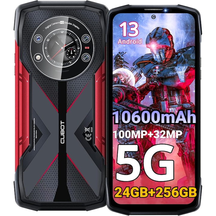 FOSSIBOT F110L Orange, 4G, Dual SIM, 6.75-inch IPS, 8-Core T615, 4GB RAM, 128GB, NFC, GPS, 128dB Big Speaker, Lanterna 120LM, 10000mAh, IP68/IP69K, Android 15