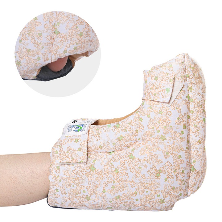 Ehucon Protector calcai anti-escare – perna cu 2 curele, terapie durere/leziuni, marime adult, potrivit stang/drept, 1 buc, imprimeu galben