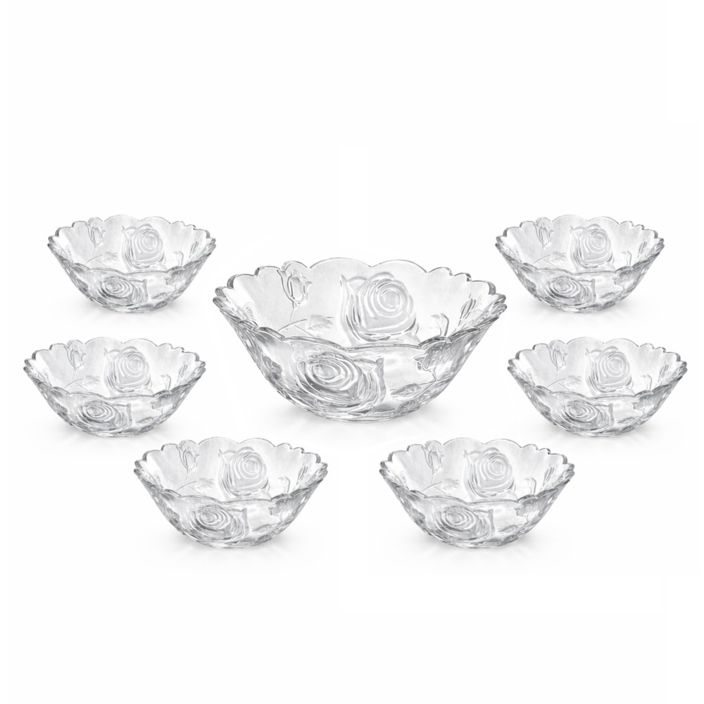 RAC Set de 7 boluri de sticlă mici floral 22x9cm, 1,5 litri